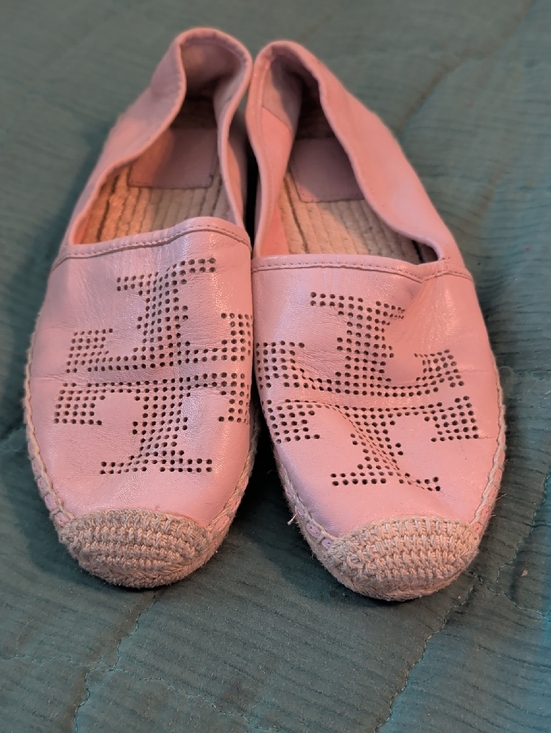 Tory Burch Shoes - Tory Burch Women’s Pink Perforated Leather Slip-On Espadrilles Size 6